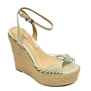 Schutz Gianne Espadrille Platform Wedge Sandals Jute Ivory Open Toe EUC Size 6B